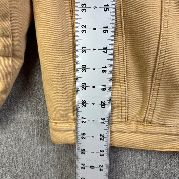 Forever 21 Tan Denim Jeans Sherpa Lined Button Up Trucker Jacket Women's Size S - Picture 7 of 7